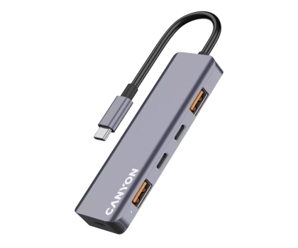 Hub USB CANYON HUB DS-18 5 w 1 USB-C Szary